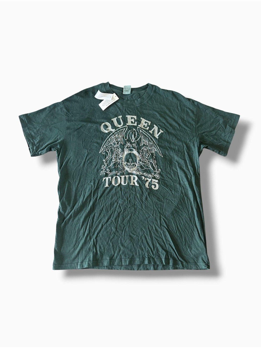 [American Eagle] NWT Green Queen Band Tee Silver Glitter Graphic
